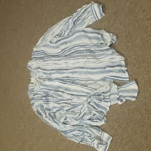 Blue Striped Button Down Blouse